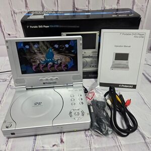 Polaroid PDV-0700 7 Inch Portable DVD Player Silver Widescreen LCD with Box